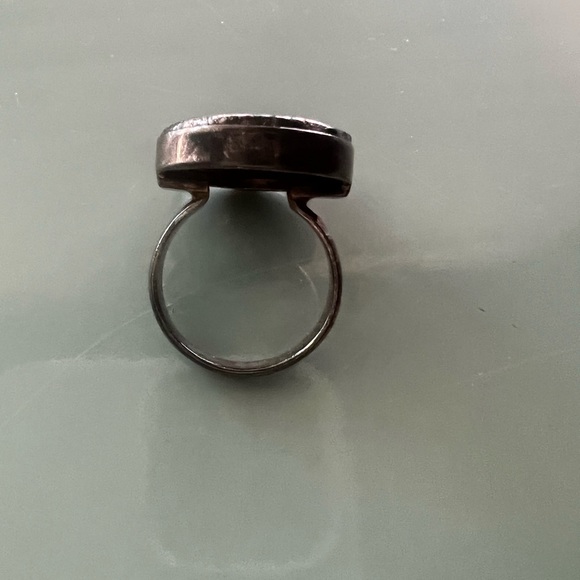 Natural Genuine Australia Black Andamooka Boulder Opal Sterling Ring - Picture 5 of 11